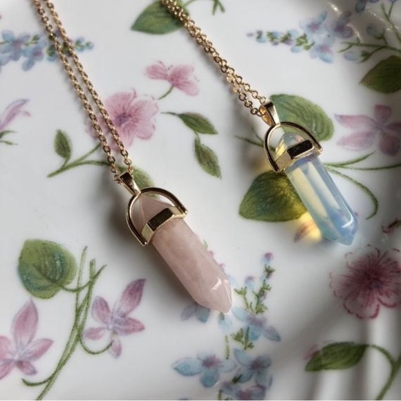 Crystal Gemstone Gold Chain Necklace - Picture 7 of 9